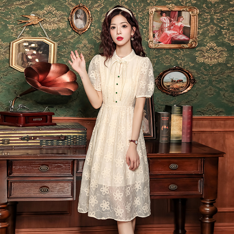 Pure exceed knee dress long cstand collar cheongsam