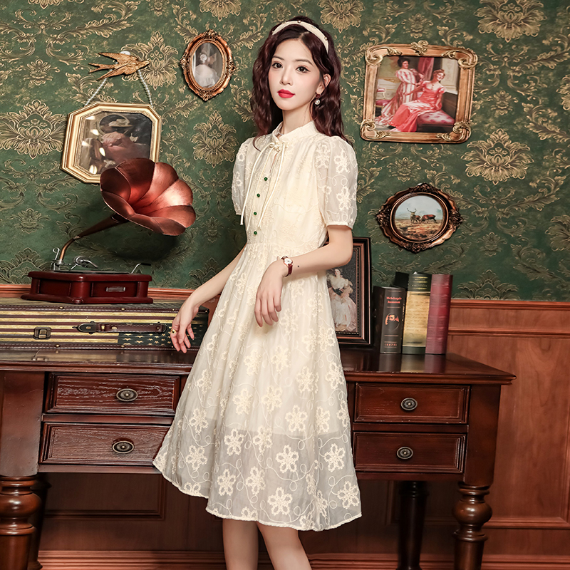 Pure exceed knee dress long cstand collar cheongsam