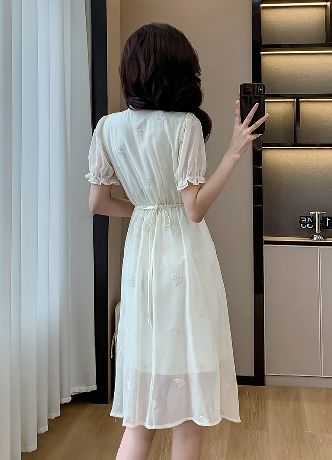 Cstand collar dress short sleeve cheongsam