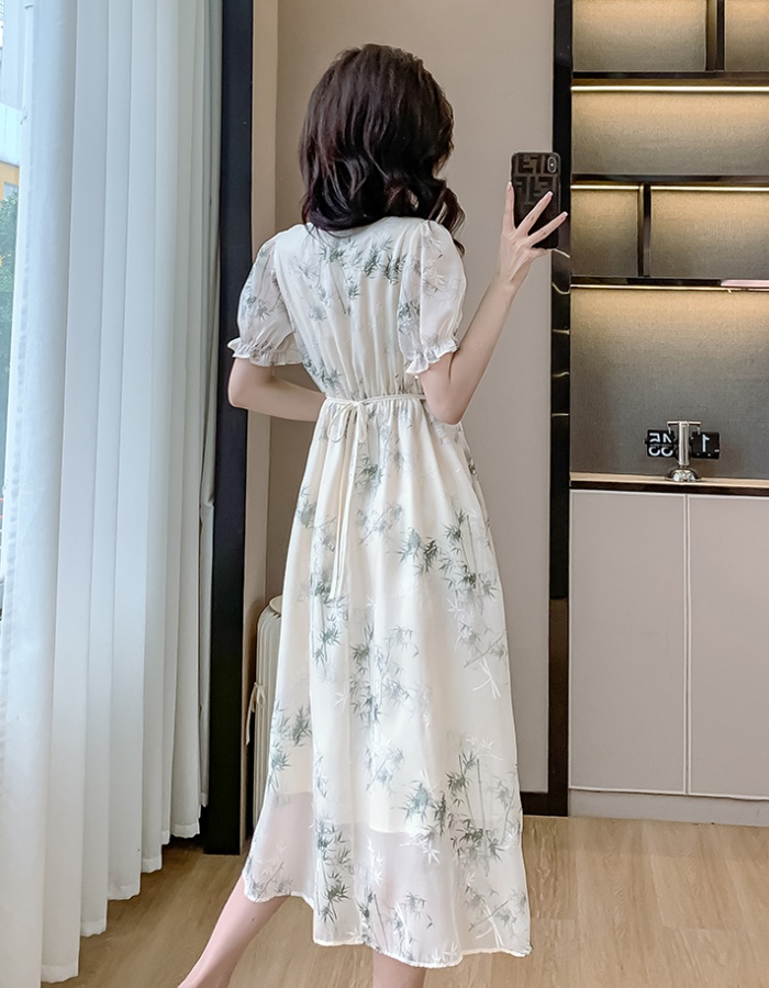 Refinement retro summer A-line exceed knee printing dress