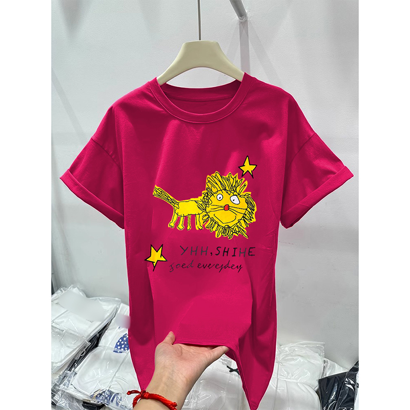 Loose short sleeve cartoon printing large yard T-shirt