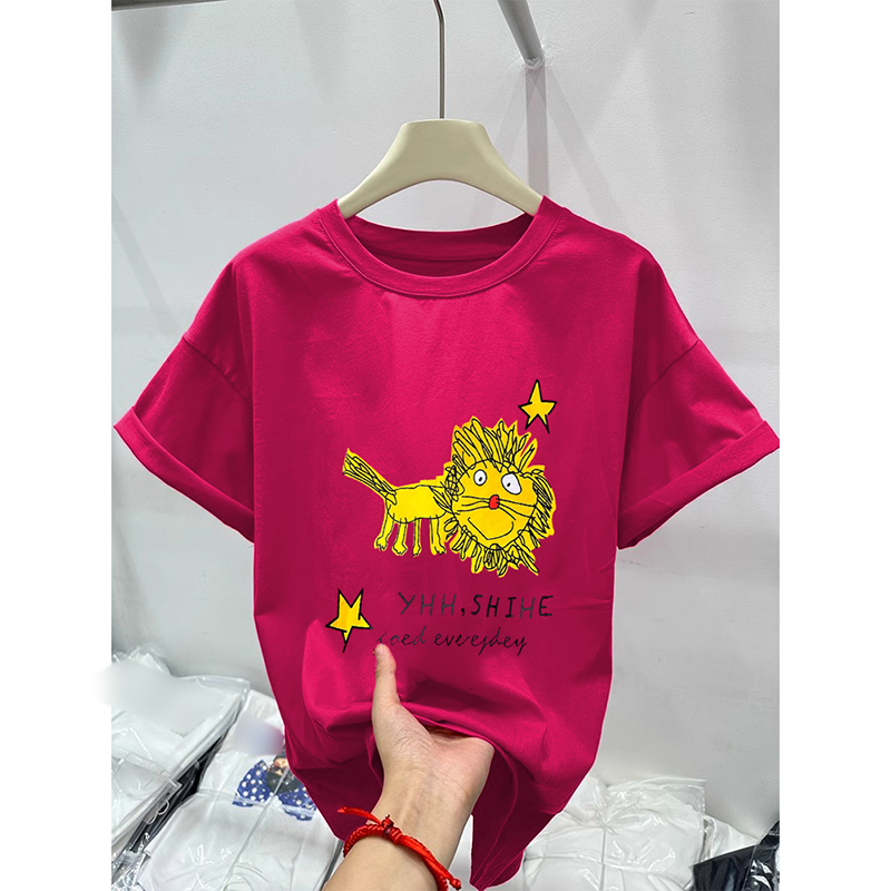 Loose short sleeve cartoon printing large yard T-shirt