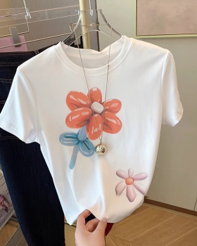 Printing summer show young T-shirt for women