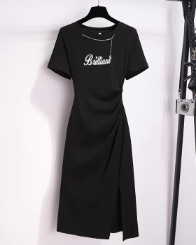 Temperament black dress irregular T-shirt for women