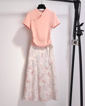 Chinese style slim skirt summer dress 2pcs set