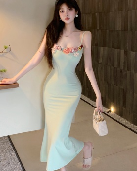 Slim flowers enticement dress mermaid summer sling long dress
