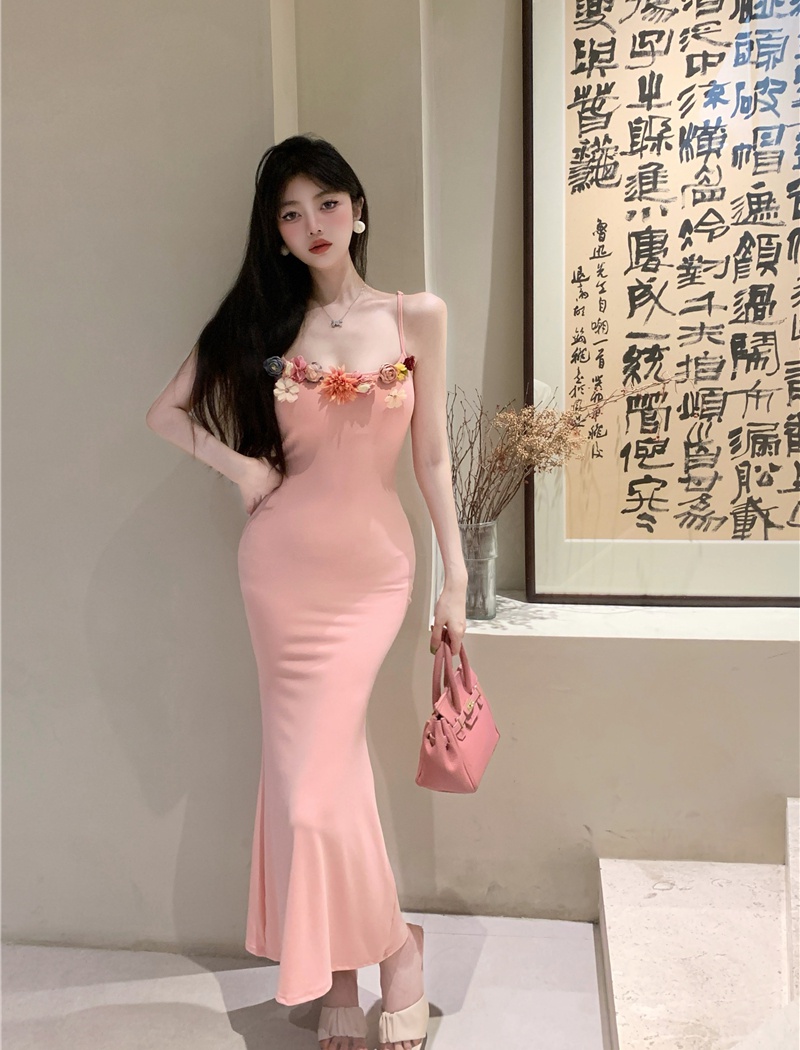 Slim flowers enticement dress mermaid summer sling long dress