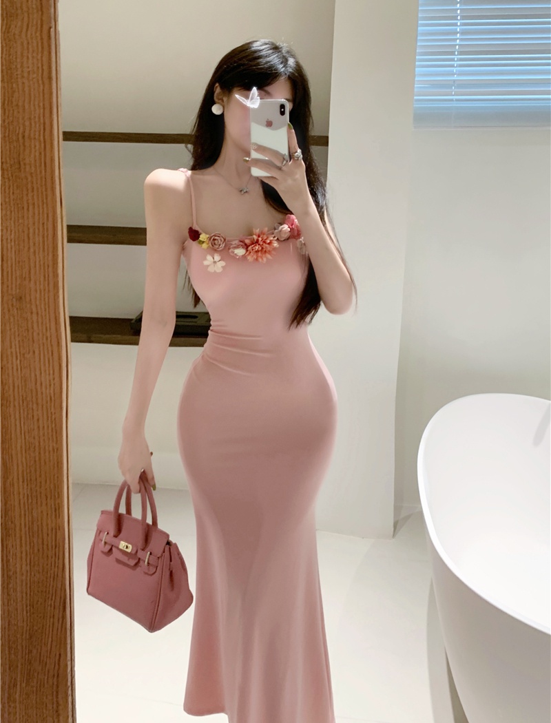 Slim flowers enticement dress mermaid summer sling long dress