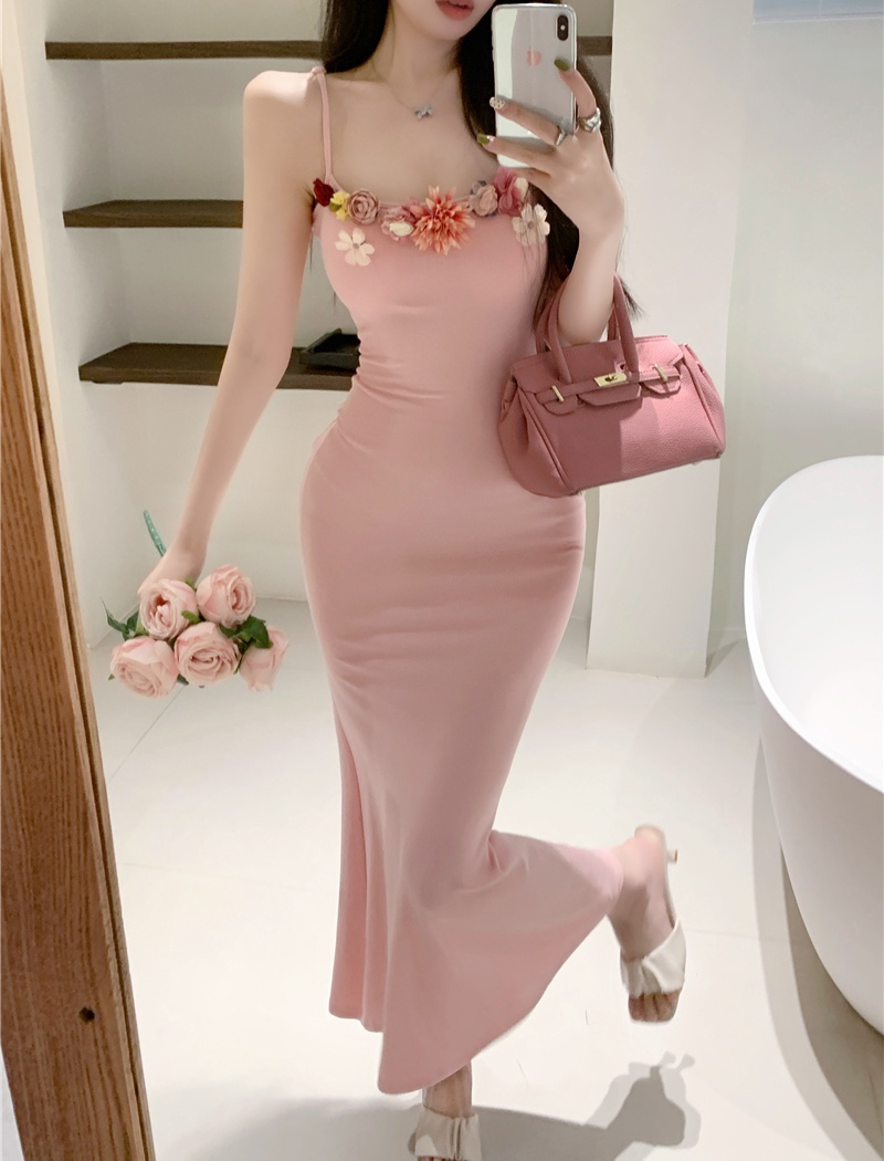 Slim flowers enticement dress mermaid summer sling long dress