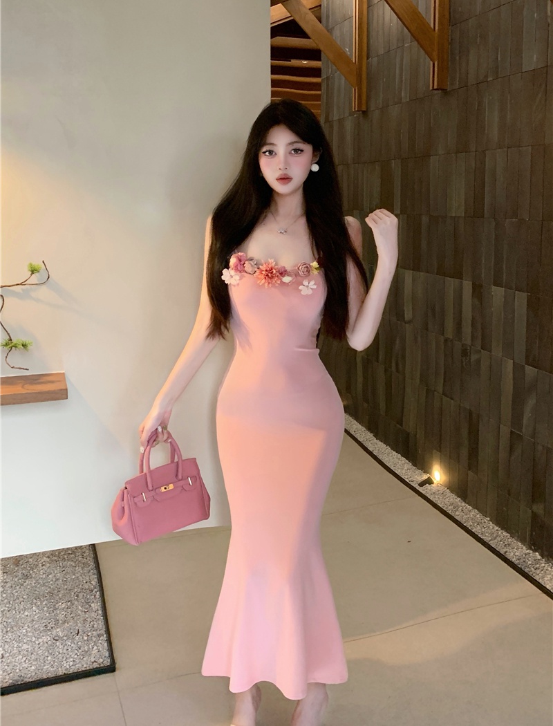 Slim flowers enticement dress mermaid summer sling long dress