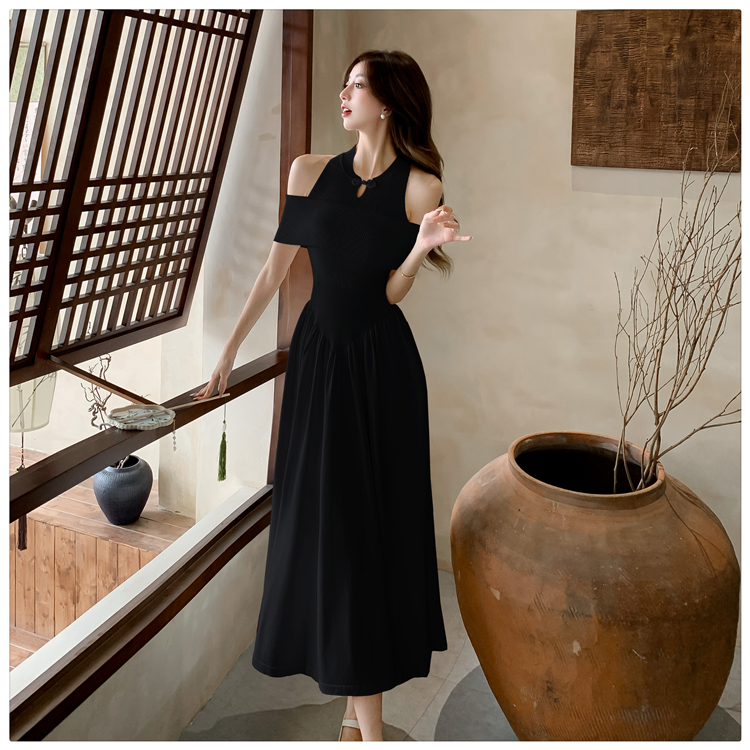 Pseudo-two cheongsam knitted dress for women