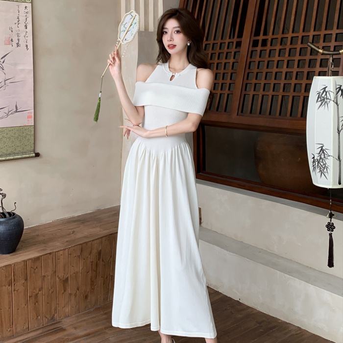 Pseudo-two cheongsam knitted dress for women