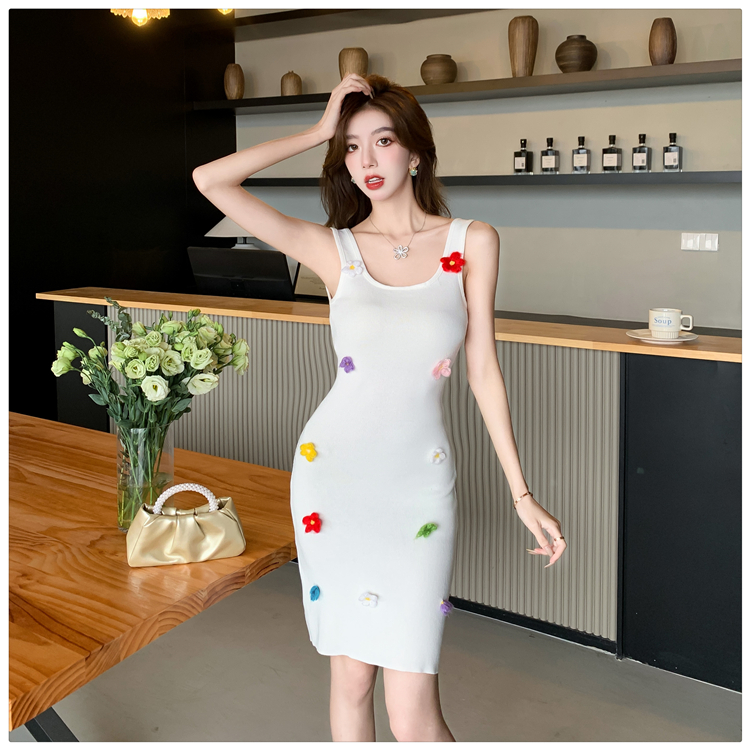 Summer flowers pinched waist sling slim sexy dress for women