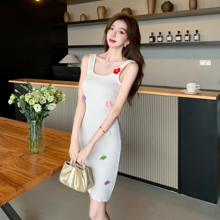 Summer flowers pinched waist sling slim sexy dress for women