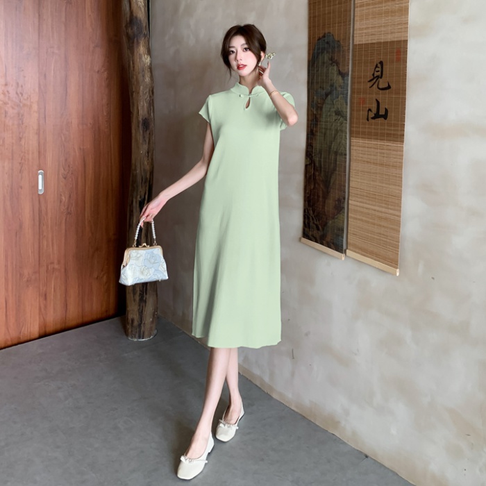 Chinese style slim cheongsam simple summer dress for women