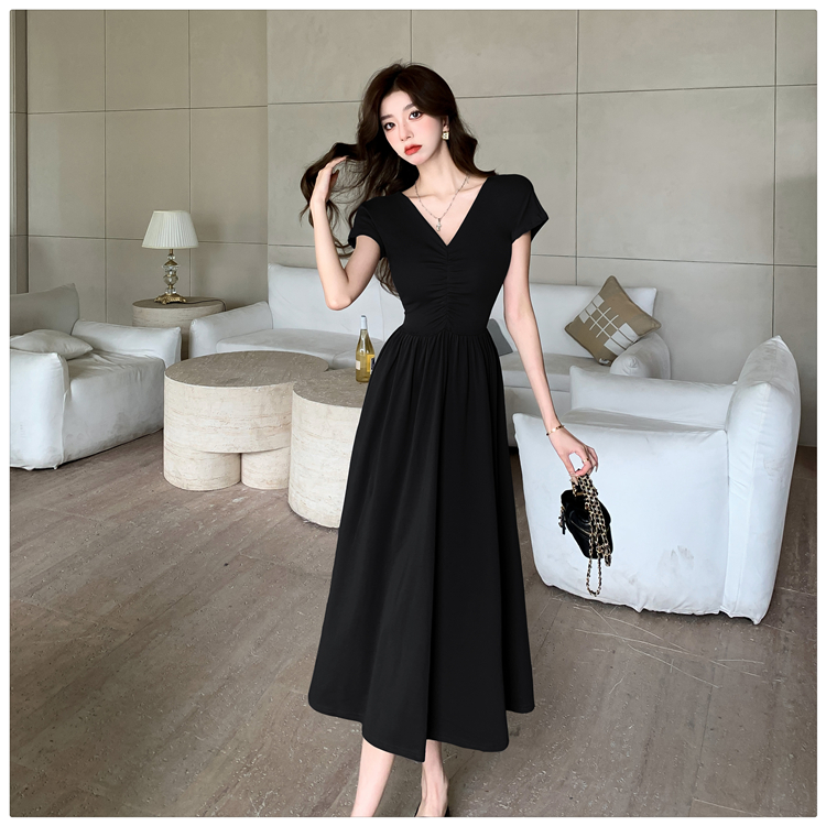 Seaside drape long dress V-neck dress for women