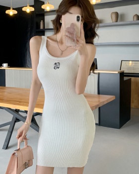 Summer romantic France style slim knitted small fellow dress