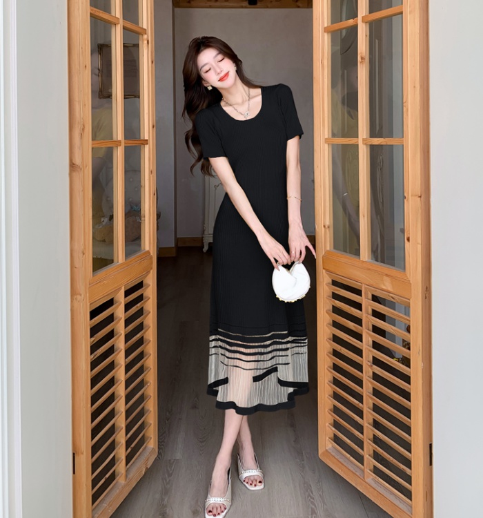 Temperament knitted long dress chanelstyle slim dress