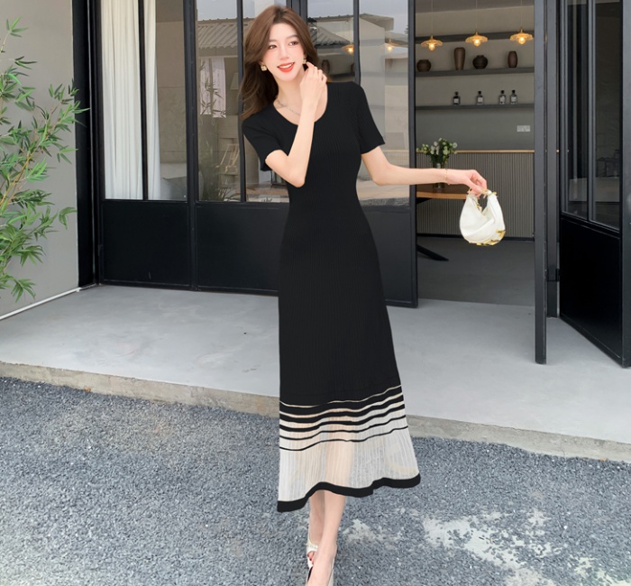 Temperament knitted long dress chanelstyle slim dress