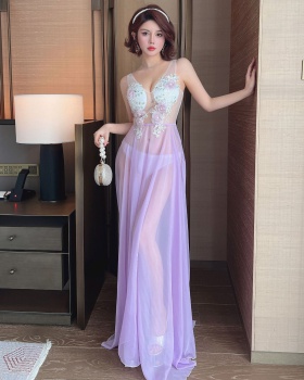Long slim catwalk long dress purple chiffon formal dress