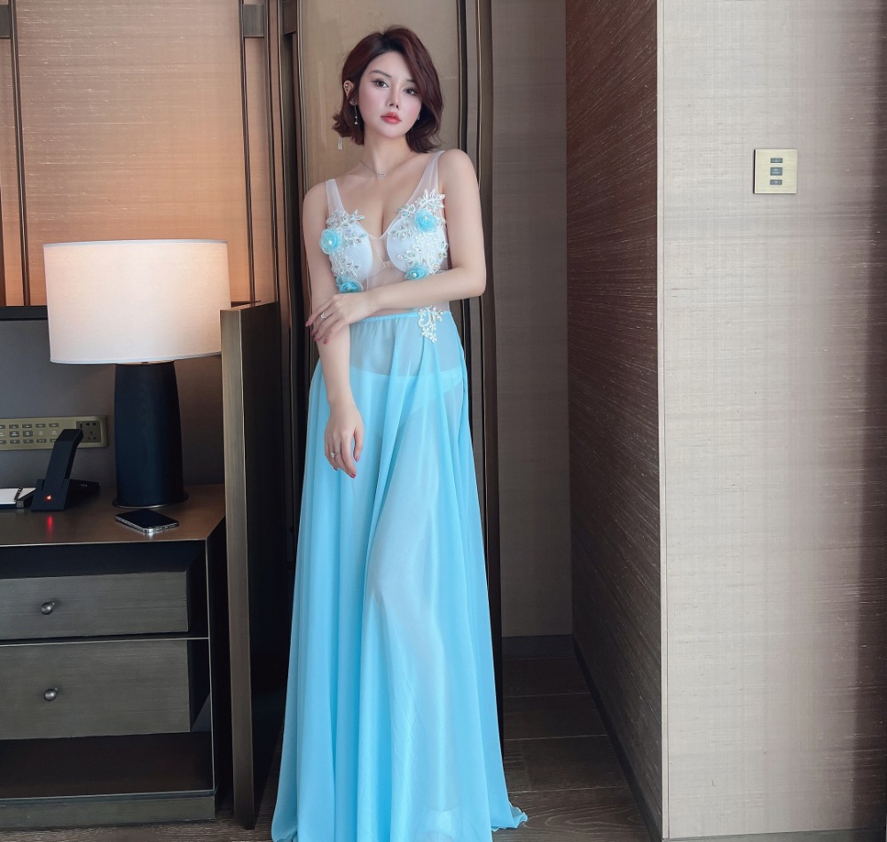 Blue V-neck long dress colors perspective formal dress