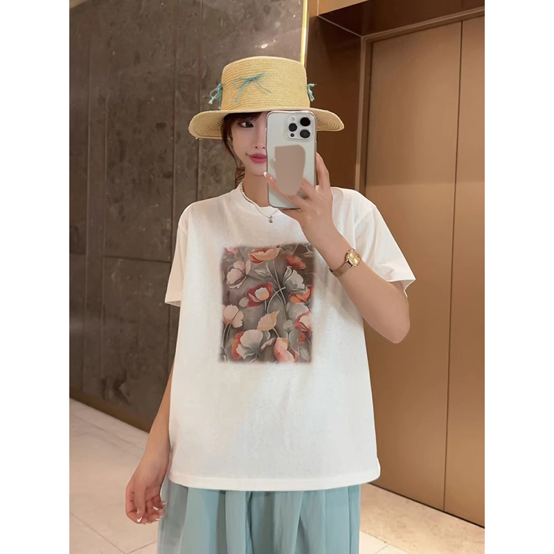 Show young short sleeve summer printing Korean style T-shirt