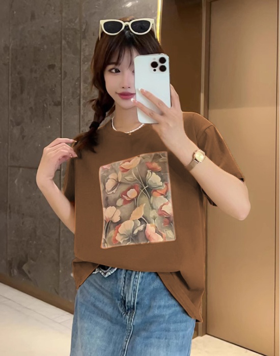 Show young short sleeve summer printing Korean style T-shirt