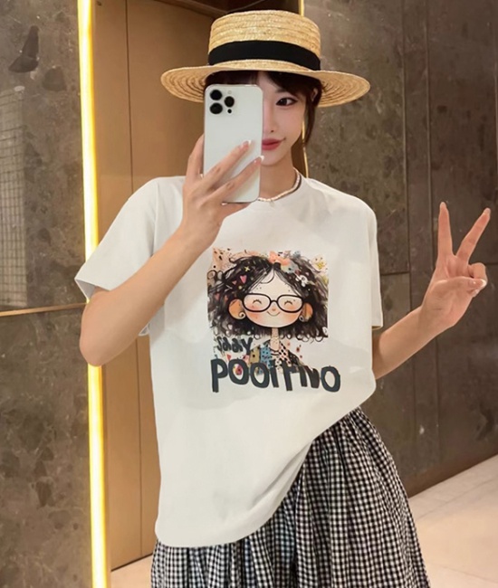 Korean style cartoon short sleeve T-shirt for women