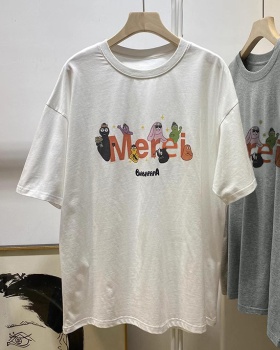 Pure cotton Korean style printing summer large yard T-shirt
