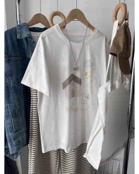 Korean style short sleeve summer printing pure cotton T-shirt