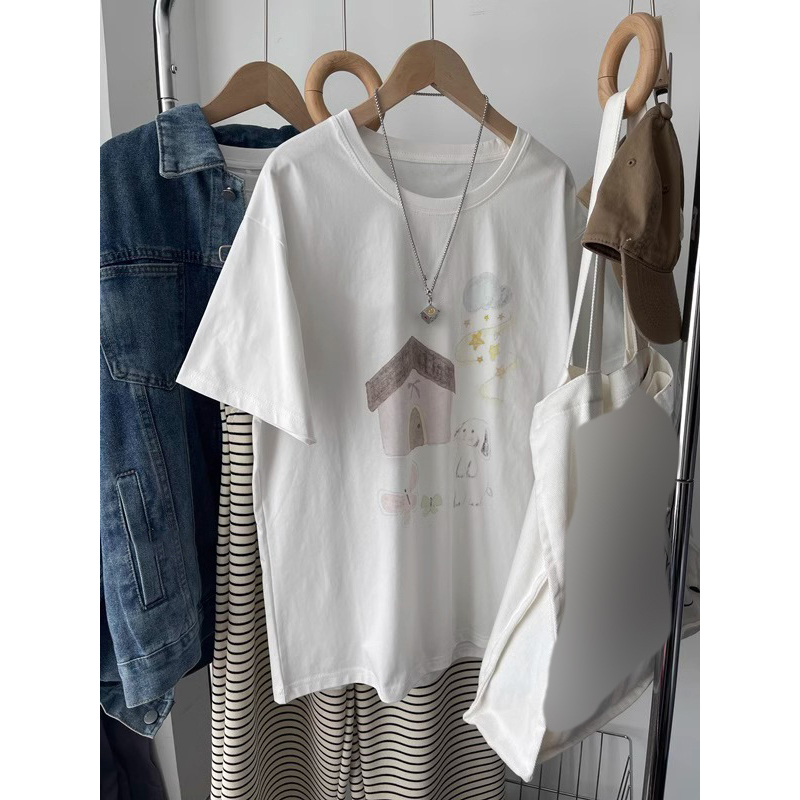 Korean style short sleeve summer printing pure cotton T-shirt