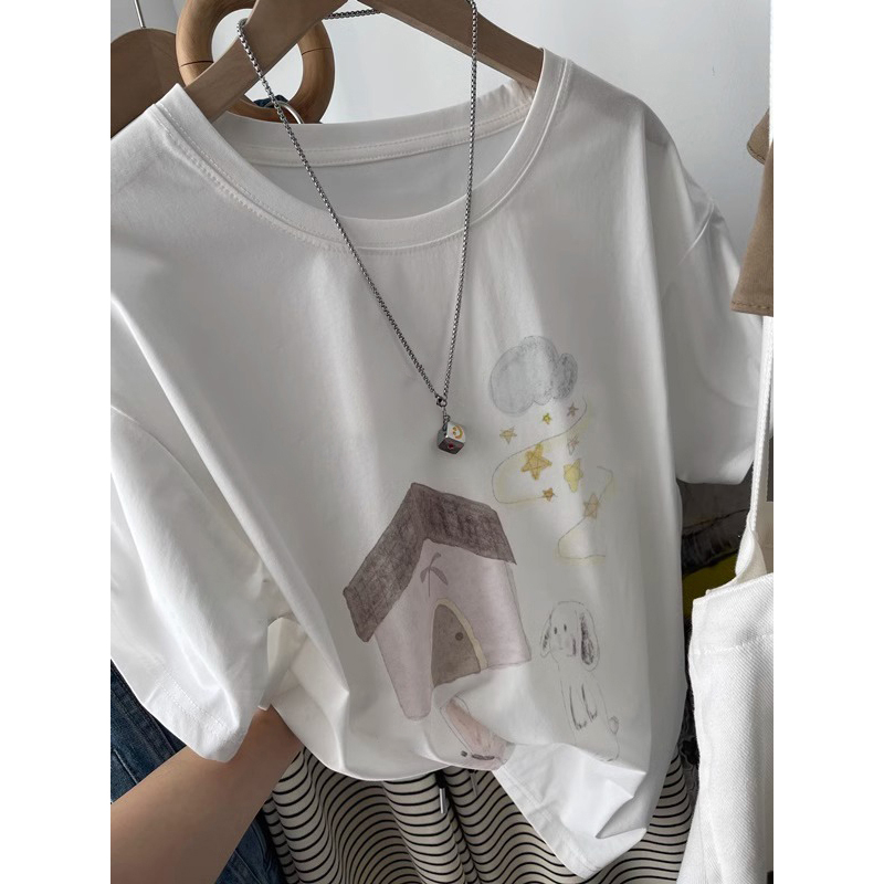 Korean style short sleeve summer printing pure cotton T-shirt