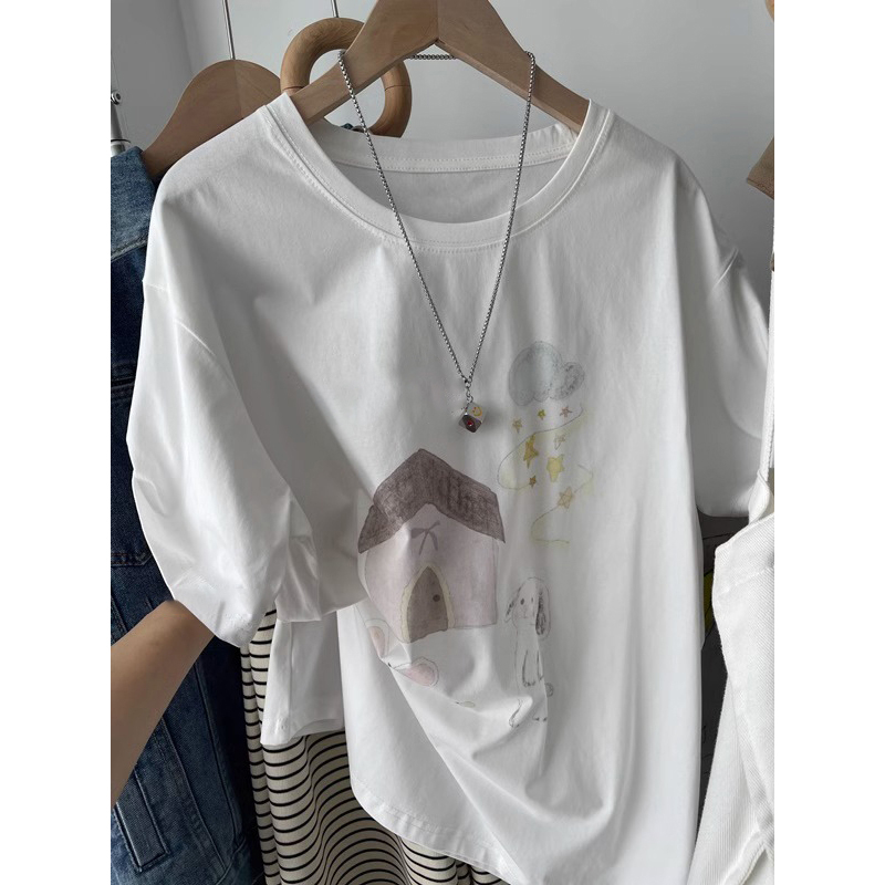 Korean style short sleeve summer printing pure cotton T-shirt