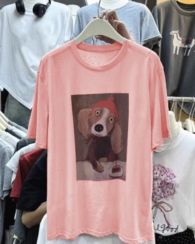 Printing short sleeve puppy summer large yard T-shirt