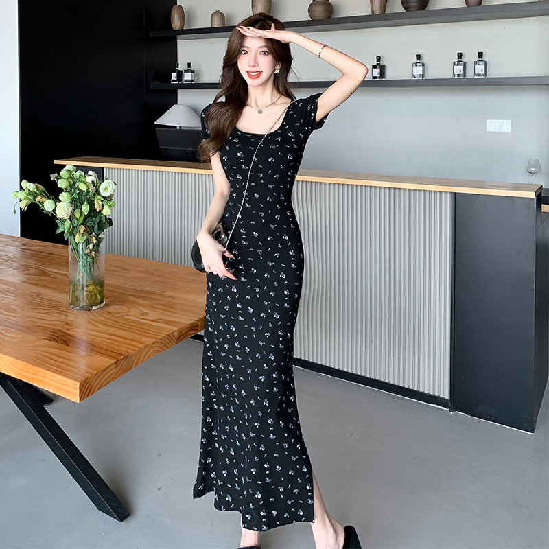 Small fellow temperament square collar slim dress for women