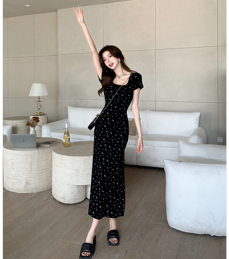 Small fellow temperament square collar slim dress for women