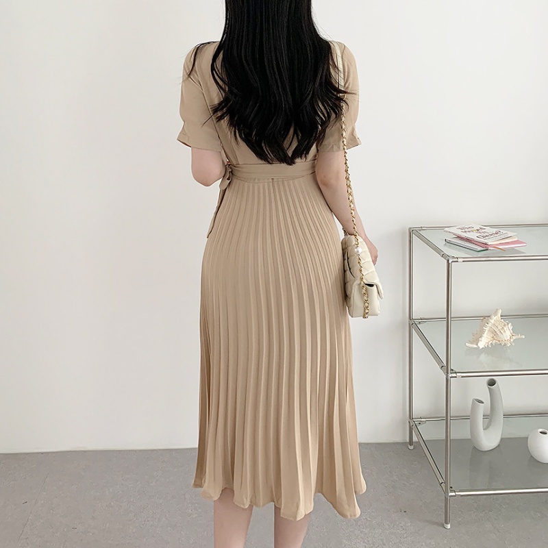 Tender frenum bow business suit France style exceed knee dress