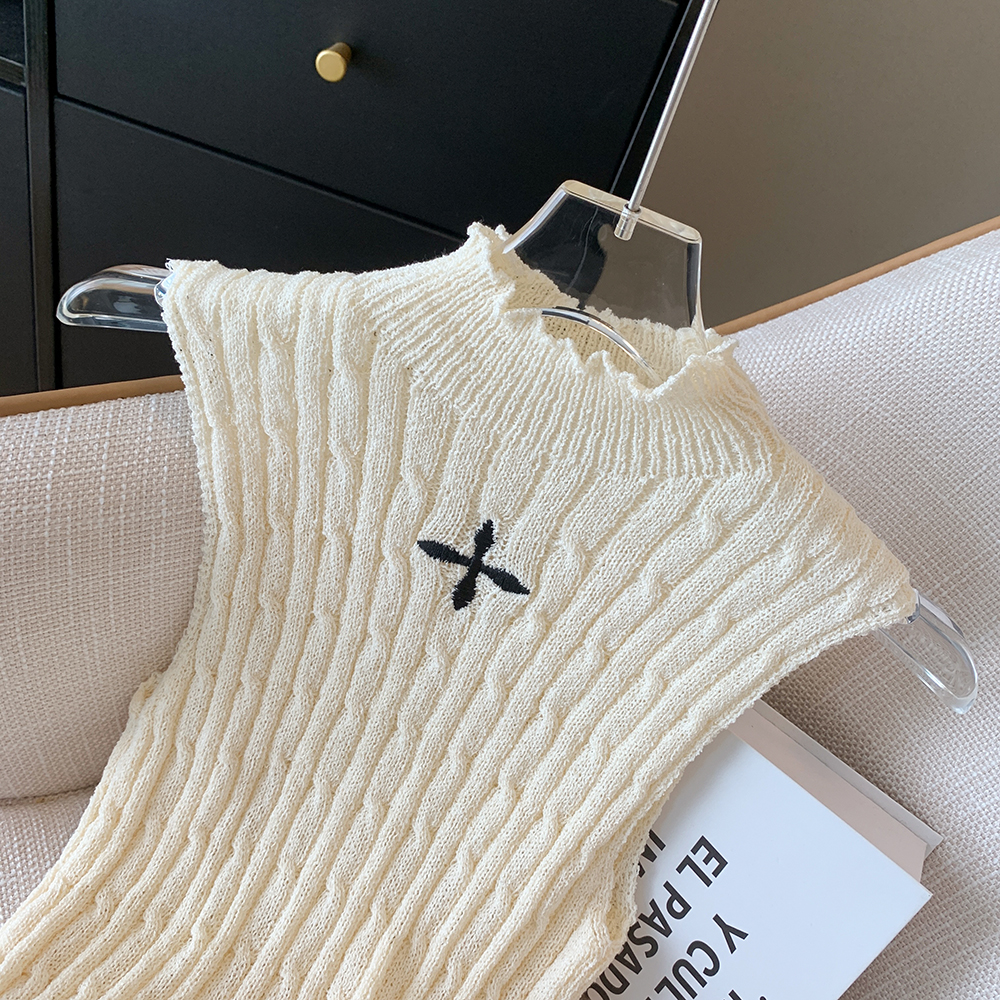 Sleeveless high collar sweater slim spicegirl vest