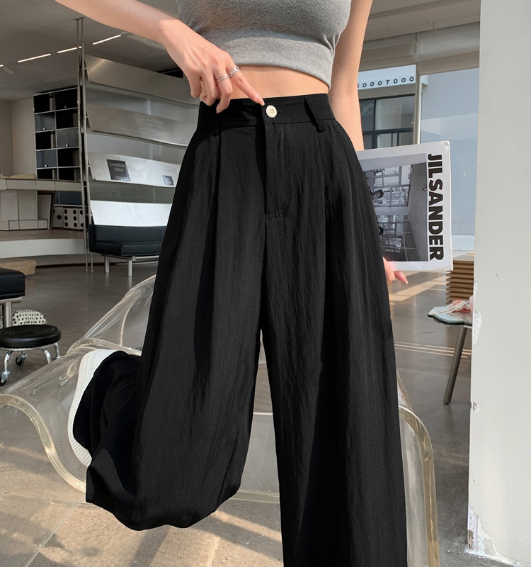 Drape ice silk suit pants lazy wide leg pants for women