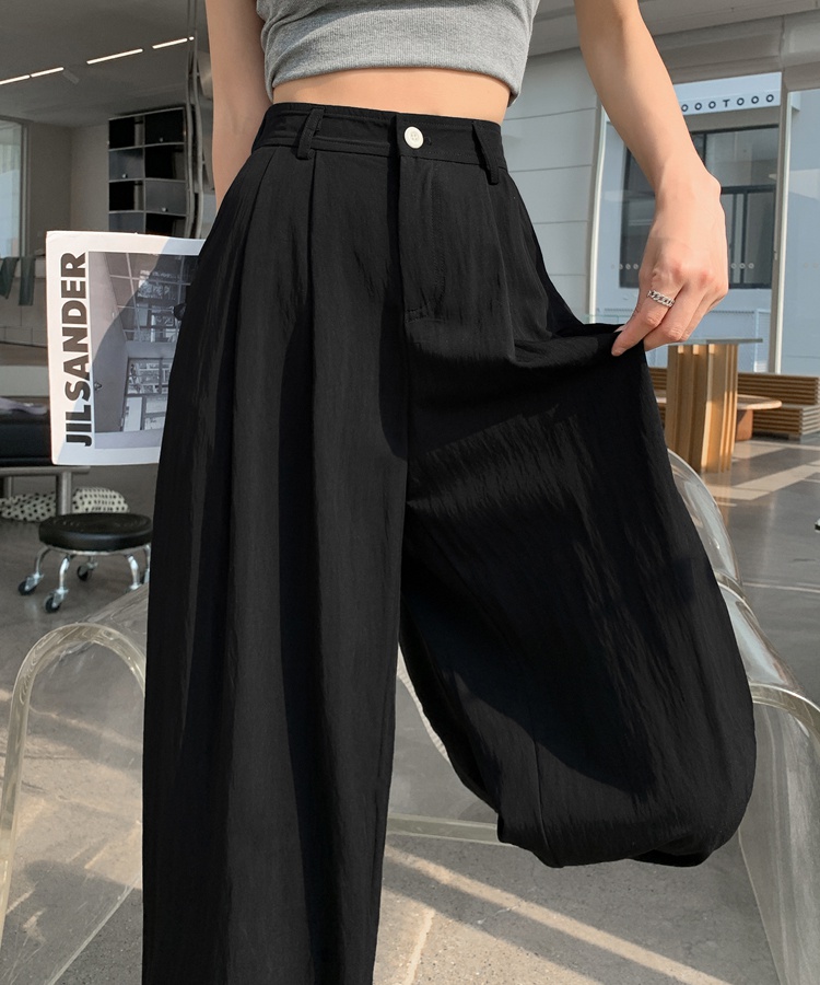 Drape ice silk suit pants lazy wide leg pants for women