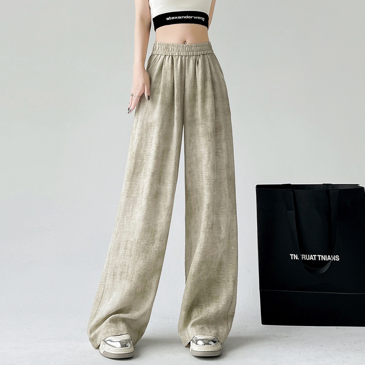 Cotton linen mopping wide leg pants loose long pants