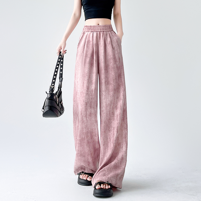 Cotton linen mopping wide leg pants loose long pants