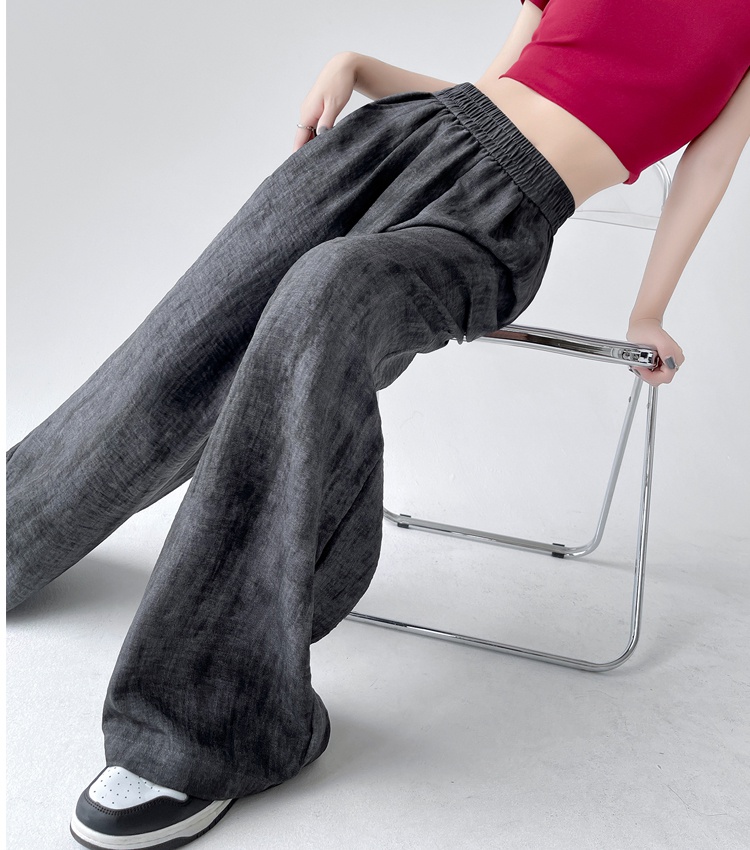 Cotton linen mopping wide leg pants loose long pants