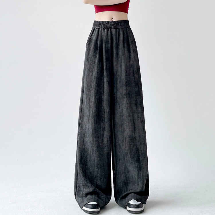 Cotton linen mopping wide leg pants loose long pants