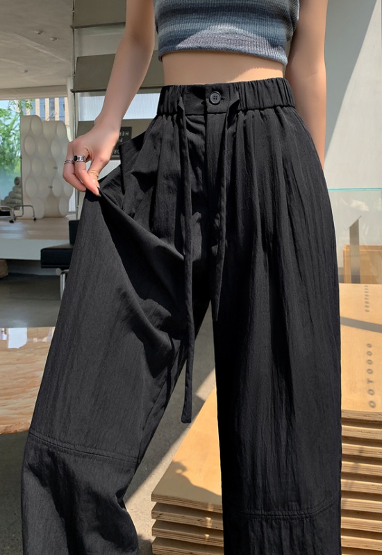 Loose lazy drape wide leg pants cotton linen straight pants