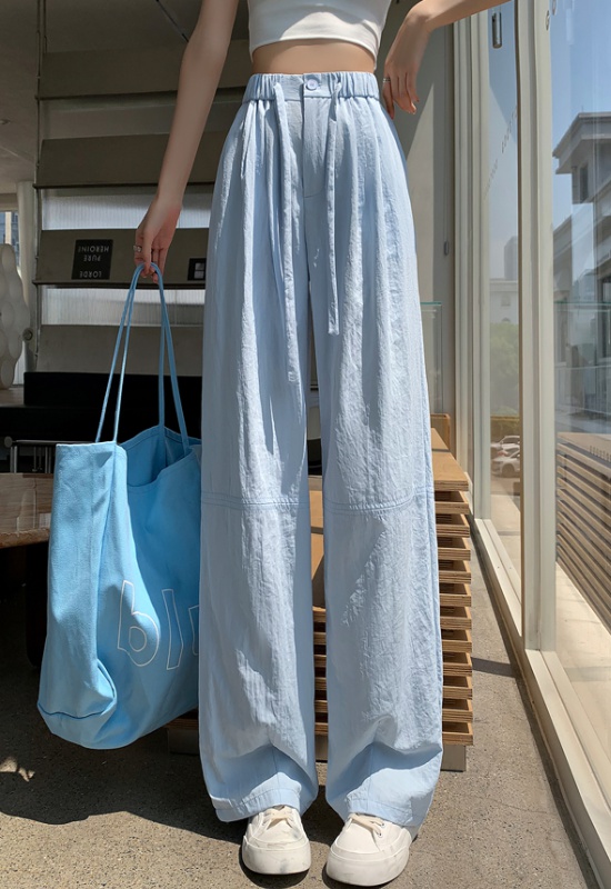 Loose lazy drape wide leg pants cotton linen straight pants