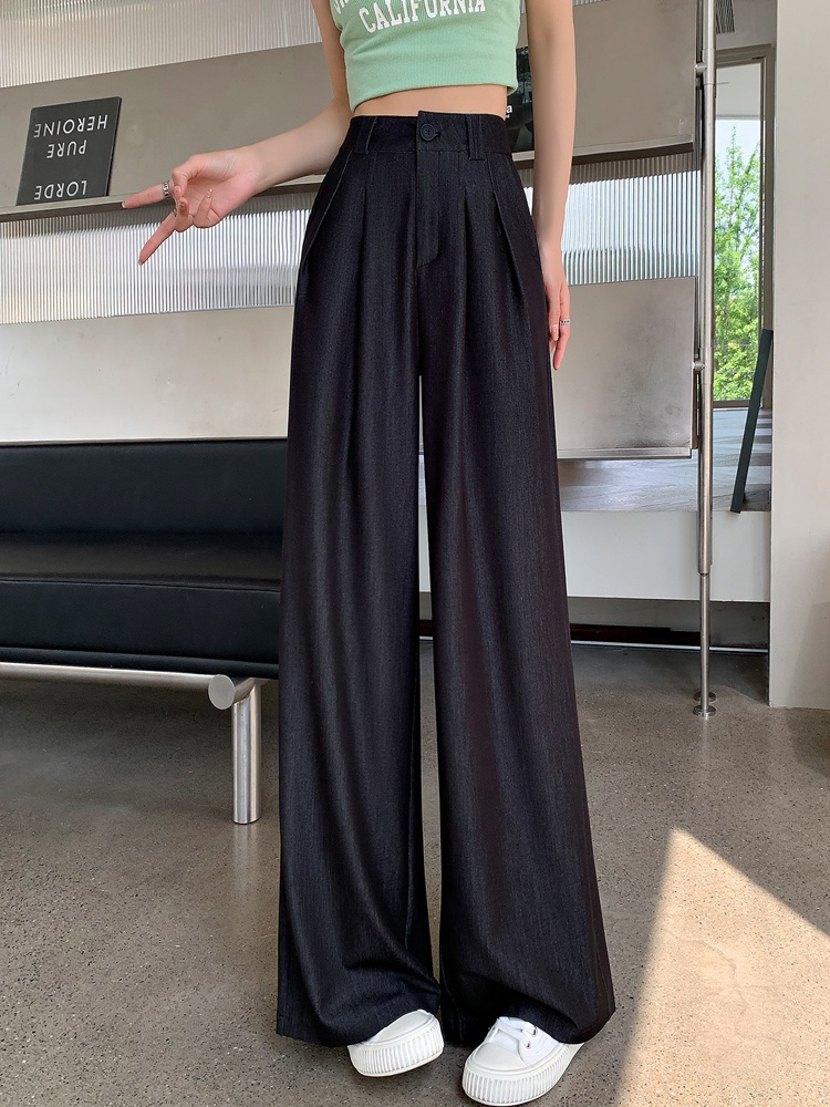 Drape slim wide leg pants straight pants for women