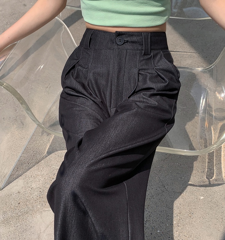 Drape slim wide leg pants straight pants for women