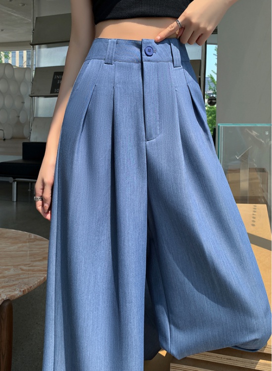 Drape slim wide leg pants straight pants for women