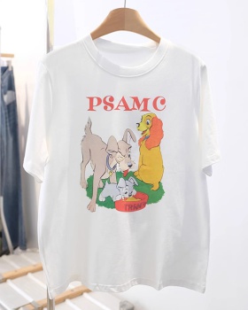 Dog large yard Korean style pure cotton T-shirt for women